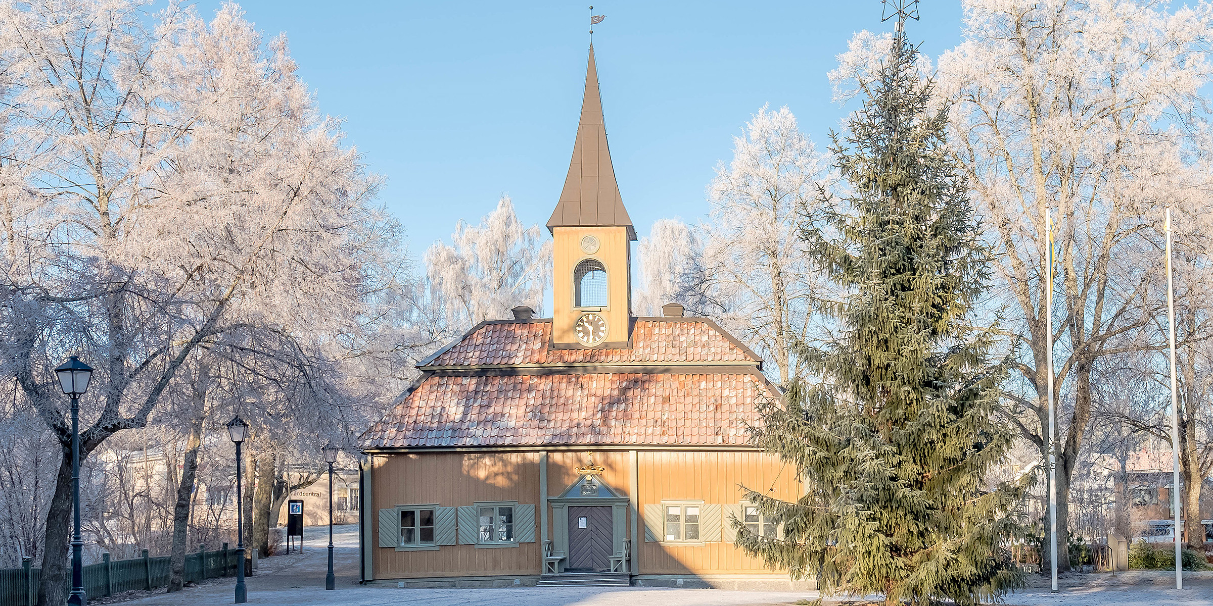 Sigtuna Rådhuset Stora torget på vintern och under jultid 